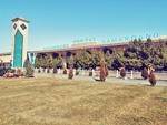 The railway station building in Samarkand, Uzbekistan